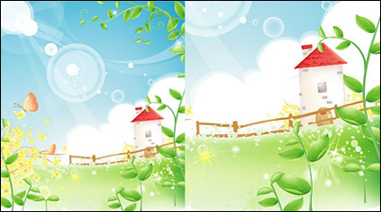 Summer scenery Vector Vine