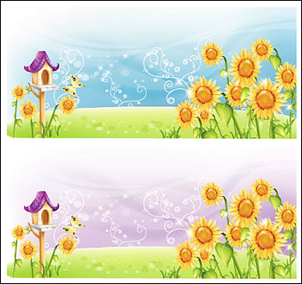Sunflower scenery Vector