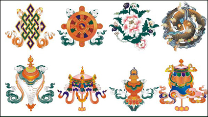 The auspicious Eight of Tibet - vector material