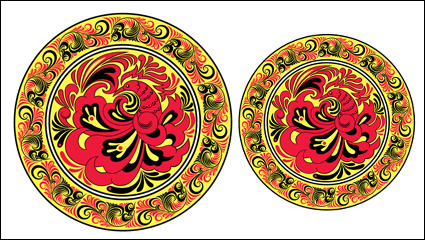 Colorful folk art painting vector - 05