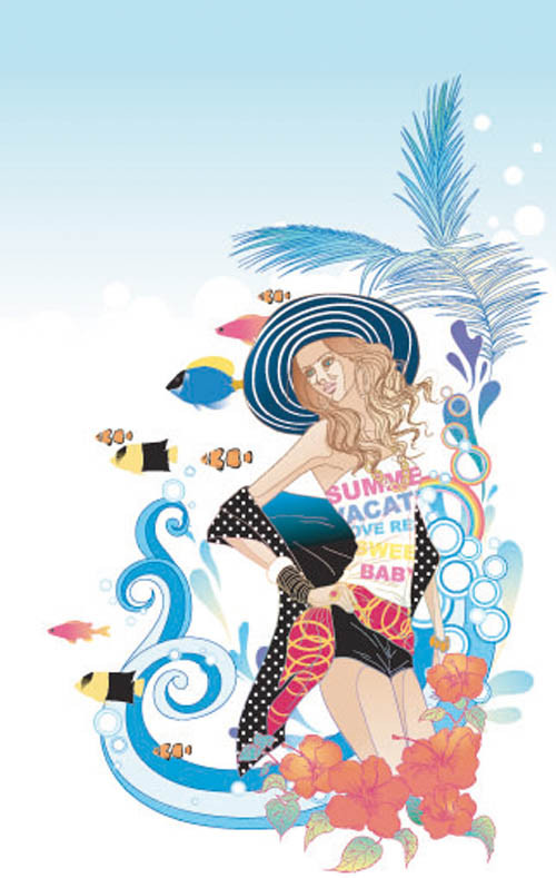 Exquisite cartoon fashion crush 05-- vector material