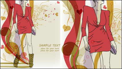 Fashion hand-painted beautiful illustrations 05 - vector