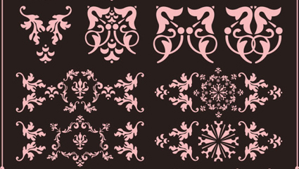 Beautiful lace corner ornaments vector material