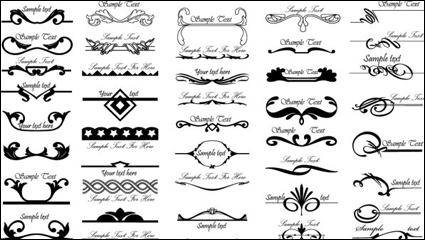 Black and white pattern border corner 02 - vector