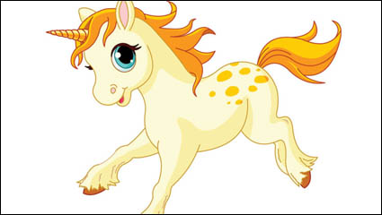 Cute cartoon pony 02-- vector material