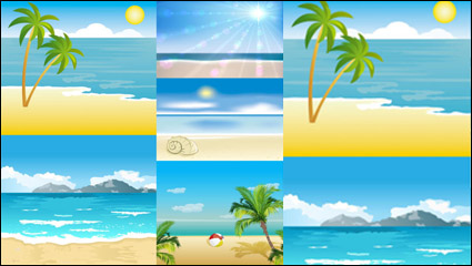 Cartoon seaside scenery - vector