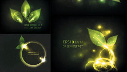 Glare green leaves vector material