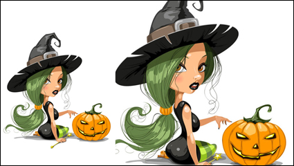 Cartoon beauty image 04 - vector material