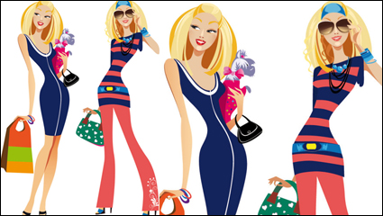 Fashion women illustrator 02 - vector material