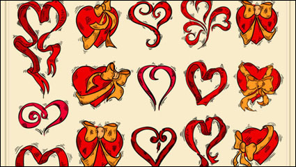 Exquisite hand-painted red heart 02 - vector material