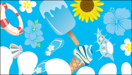 Cartoon Summer Pictures 05 - vector material