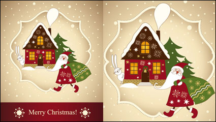 Beautiful Christmas greeting card 03 - vector material
