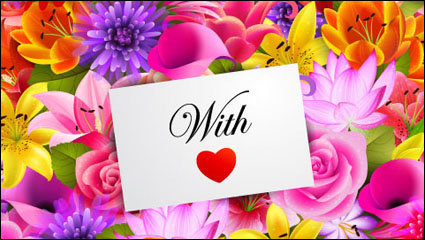 Valentine flowers background 01 - vector material