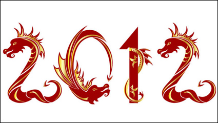 2012 Year of the Dragon creative pattern 04 - vector material