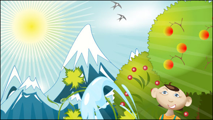 Cartoon orchard 01 - vector material