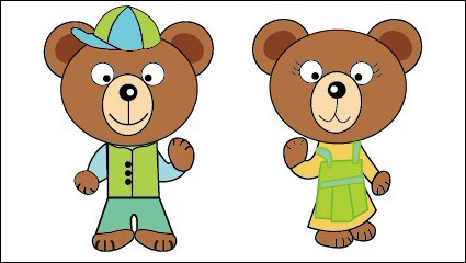 Cute cartoon bear vector material