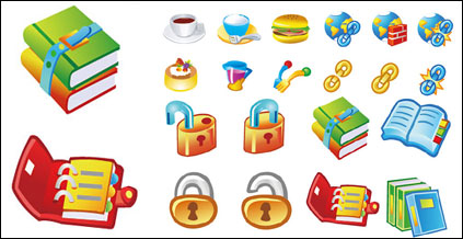 Books food icon vector material lock link