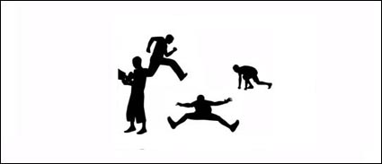 A variety of action figures silhouette vector material