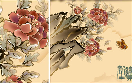 Butterfly, flower auspicious New Year picture