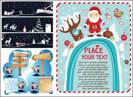 Road signs, wood, Christmas hats, signs arrows