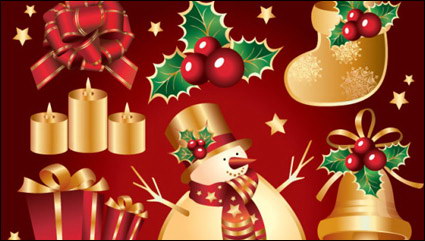 Ribbon, socks, greenery, candles, scarves vector