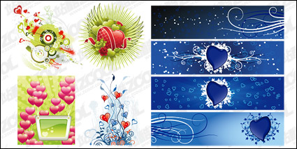 Heart-shaped theme vector material