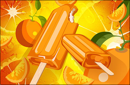 Orange background and popsicles psd layered material